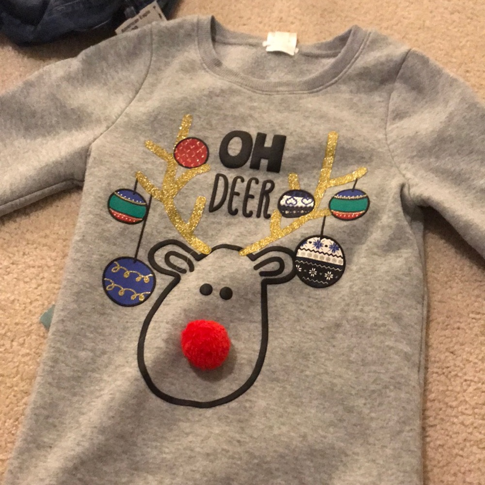 Warm Christmas sweater with fuzzy sleeves